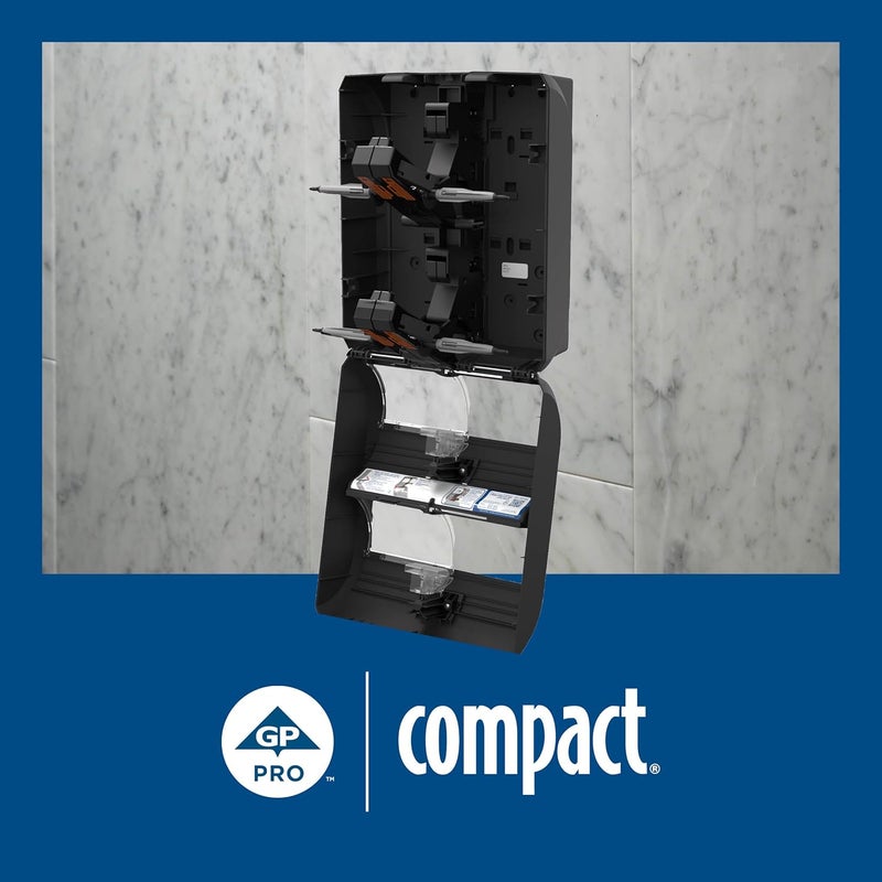 Compact ® 4-ROLL Quad Plus CORELESS HIGH-Capacity Toilet Paper Dispenser, Black, 1 Dispenser - Image 3